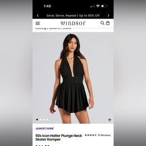 Windsor Black Halter Skater Romper